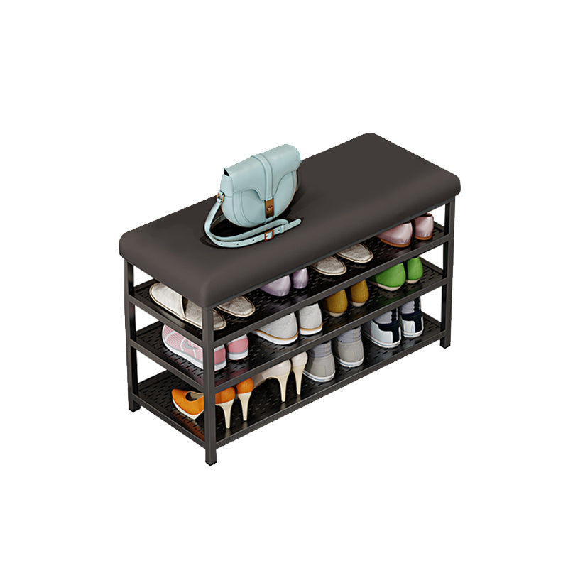 Modern Style Entryway Bench Cushioned Shoe Storage Seating Bench 24"L x 13"W x 19"H Black Black Clearhalo 'Benches' 'Chairs & Seating' 'furn' 'furn_benches' 'Furniture' 'Living Room Furniture' 7324327