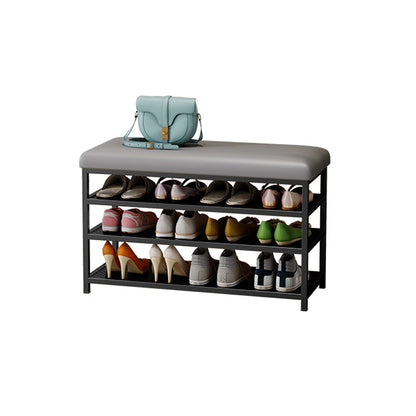 Modern Style Entryway Bench Cushioned Shoe Storage Seating Bench 24"L x 13"W x 19"H Gray Black Clearhalo 'Benches' 'Chairs & Seating' 'furn' 'furn_benches' 'Furniture' 'Living Room Furniture' 7324329