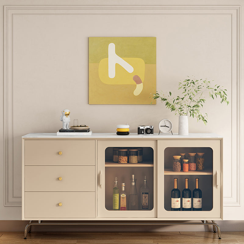 Server a buffet di pietra per tavolino a buffet contemporanei con cassetti per sala da pranzo