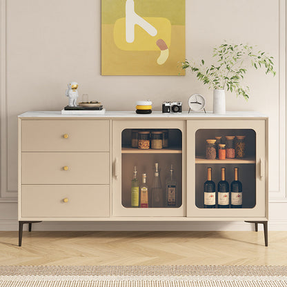 Server a buffet di pietra per tavolino a buffet contemporanei con cassetti per sala da pranzo