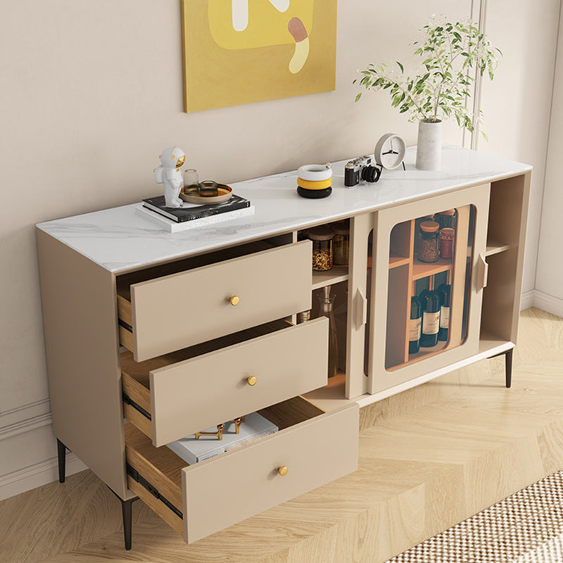 Server a buffet di pietra per tavolino a buffet contemporanei con cassetti per sala da pranzo