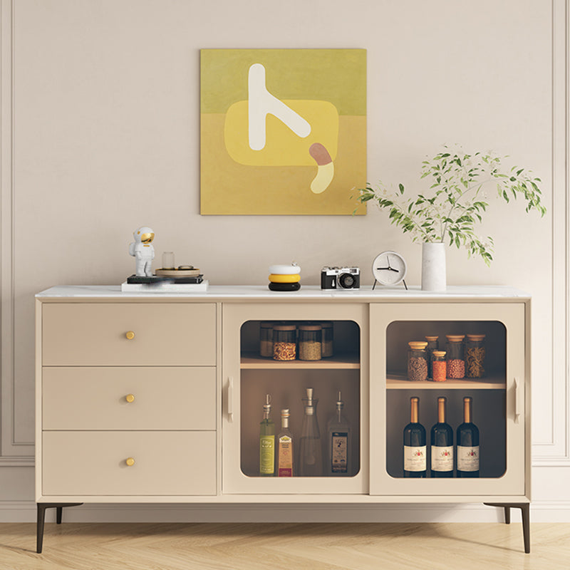 Server a buffet di pietra per tavolino a buffet contemporanei con cassetti per sala da pranzo