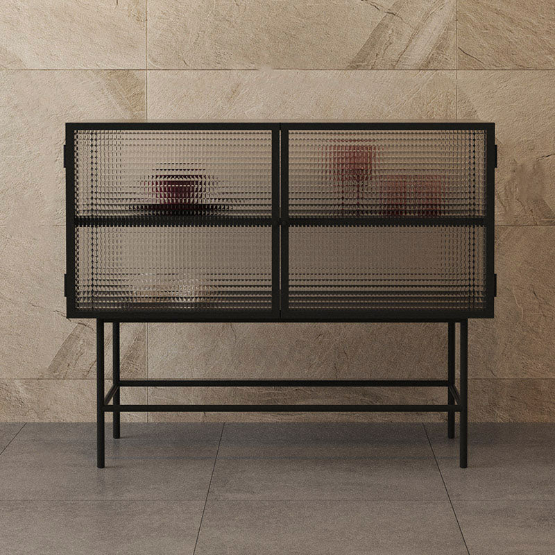 Sideboard di vetro con 2 porte a buffet in metallo contemporaneo con 2 porte