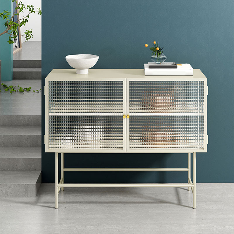 Sideboard di vetro con 2 porte a buffet in metallo contemporaneo con 2 porte