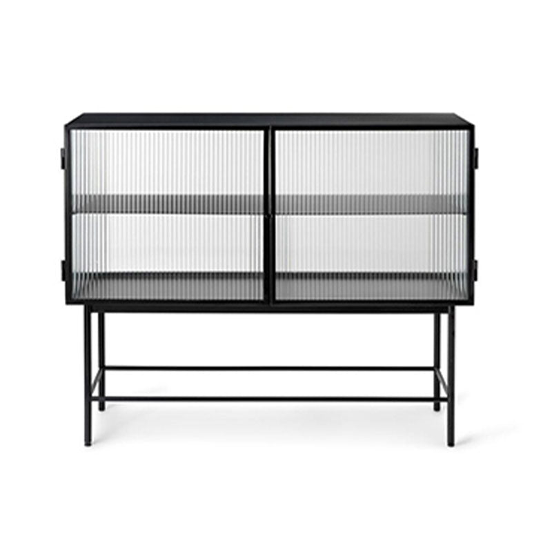 Sideboard di vetro con 2 porte a buffet in metallo contemporaneo con 2 porte