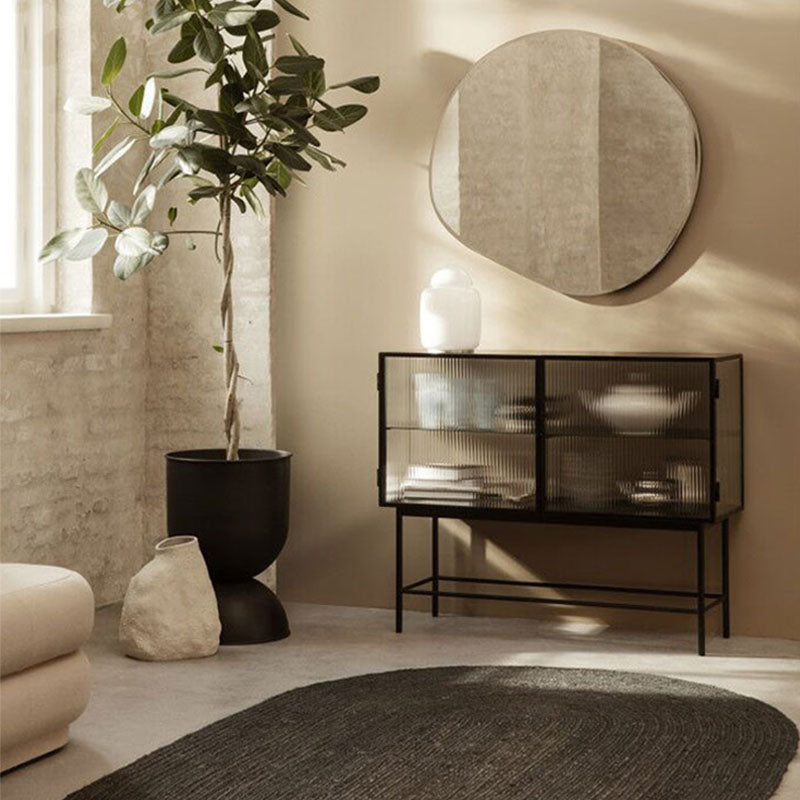 Sideboard di vetro con 2 porte a buffet in metallo contemporaneo con 2 porte