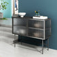 Sideboard di vetro con 2 porte a buffet in metallo contemporaneo con 2 porte