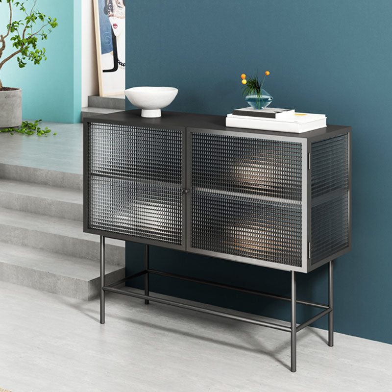 Sideboard di vetro con 2 porte a buffet in metallo contemporaneo con 2 porte