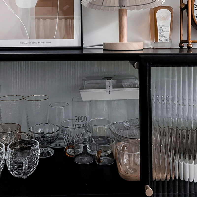 Sideboard di vetro con 2 porte a buffet in metallo contemporaneo con 2 porte