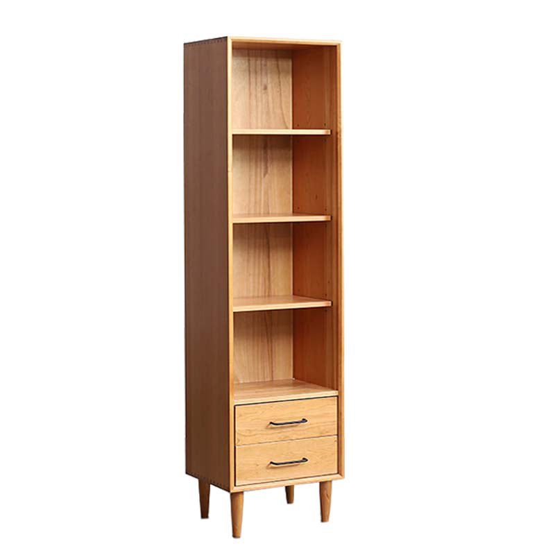 Mid-Century Modern Solid Wood Chest Rectangle Accent Cabinet with Drawer 18"L x 14"W x 63"H Cherry Clearhalo 'Cabinets & Chests' 'cabinets_chests' 'furn' 'furn_cabinets_chests' 'Furniture' 'Living Room Furniture' 7324576