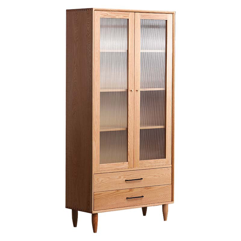 Mid-Century Modern Solid Wood Chest Rectangle Accent Cabinet with Drawer 33"L x 14"W x 63"H Cherry Clearhalo 'Cabinets & Chests' 'cabinets_chests' 'furn' 'furn_cabinets_chests' 'Furniture' 'Living Room Furniture' 7324579