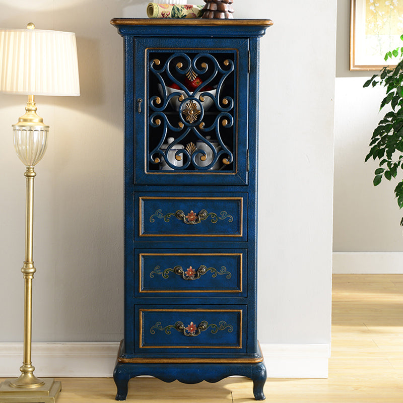 Industrial Solid Wood Accent Cabinet Rectangle Accent Cabinet with Drawer 25.5"L x 14"W x 61"H Blue Clearhalo 'Cabinets & Chests' 'cabinets_chests' 'furn' 'furn_cabinets_chests' 'Furniture' 'Living Room Furniture' 7324591