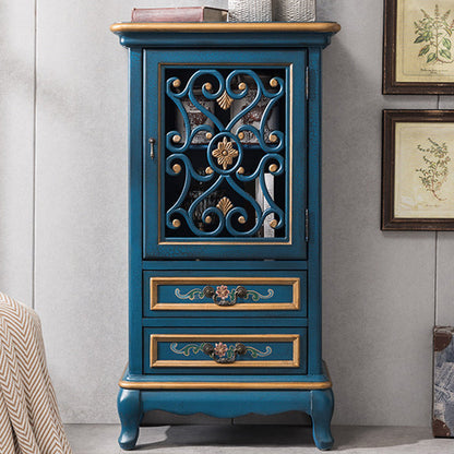 Industrial Solid Wood Accent Cabinet Rectangle Accent Cabinet with Drawer 25.5"L x 14"W x 47"H Blue Clearhalo 'Cabinets & Chests' 'cabinets_chests' 'furn' 'furn_cabinets_chests' 'Furniture' 'Living Room Furniture' 7324596