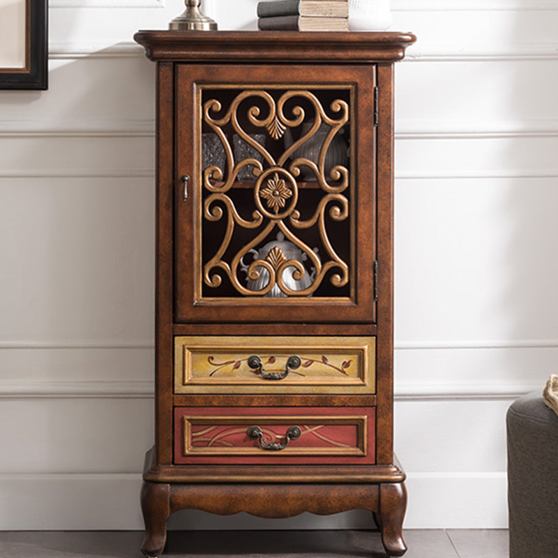 Industrial Solid Wood Accent Cabinet Rectangle Accent Cabinet with Drawer 25.5"L x 14"W x 47"H Brown Clearhalo 'Cabinets & Chests' 'cabinets_chests' 'furn' 'furn_cabinets_chests' 'Furniture' 'Living Room Furniture' 7324601