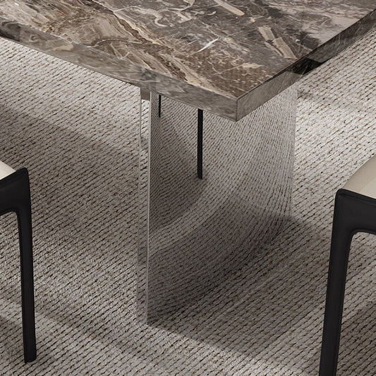 Set di tavoli da pranzo marrone lucido 1/4/5/7 PCS Dinette con sedie in pelle finta