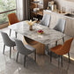 Glossy Gray Dining Table Set 1/4/5/7 Pieces Glam Dinette Set with Leather Chairs