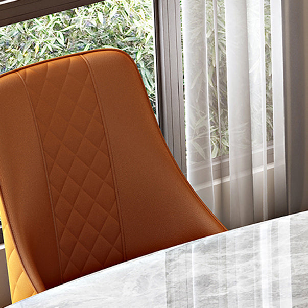 Juego de mesa de comedor gris brillante 1/4/5/7 Piezas Glam Dinette Juego con sillas de cuero