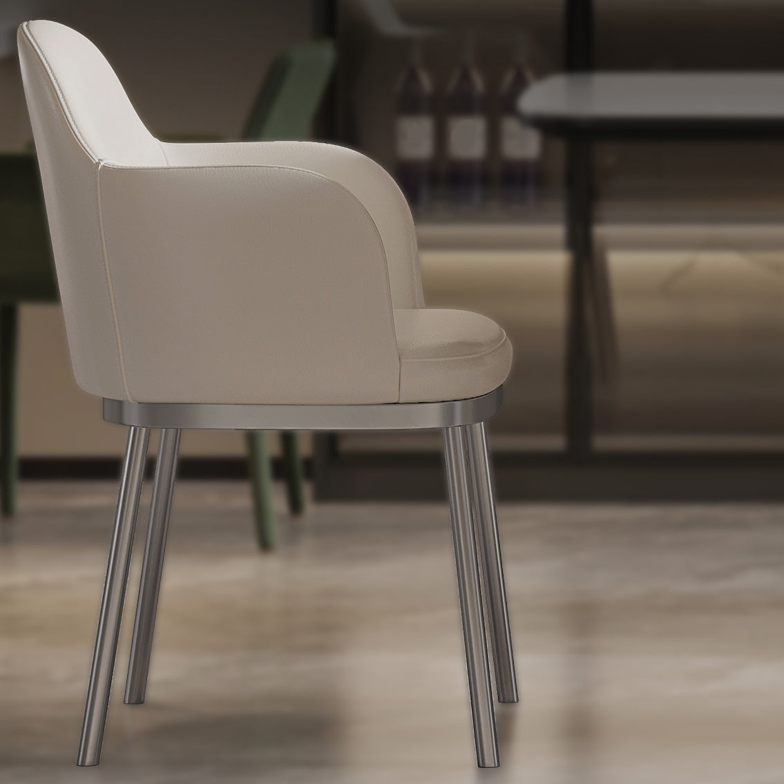 コンテンポラリーホワイトストーンダイニングセット1/4/7ピースアームチェア付きダイニングテーブルセット