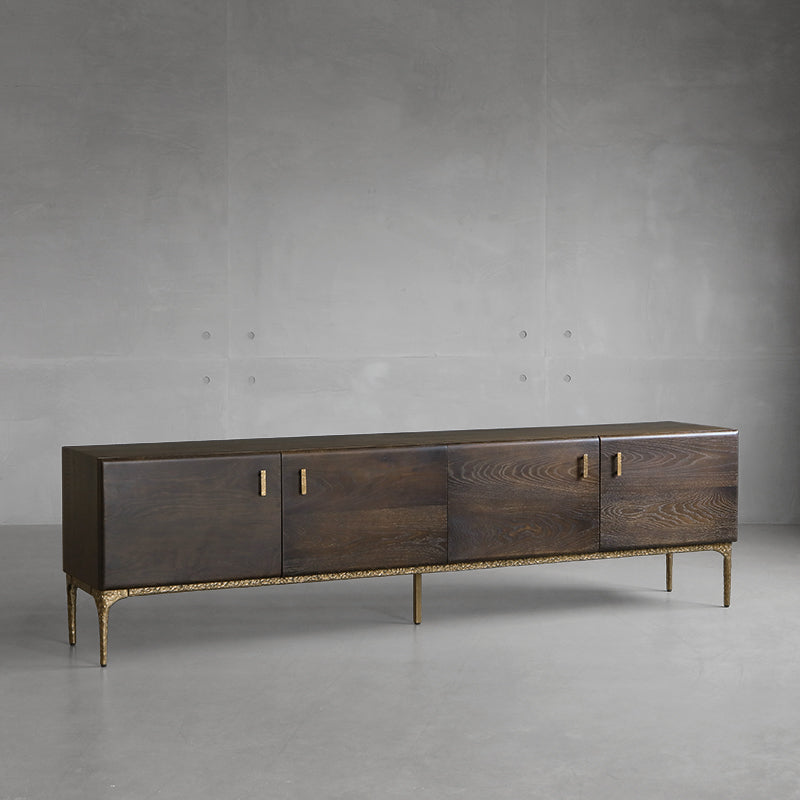 Glam Brown Media Console Wood TV Console with Metal Legs for Living Room Drawer Not Included Clearhalo 'furn' 'furn_tv_stands_entertainment_centers' 'Furniture' 'Living Room Furniture' 'TV Stands & Entertainment Centers' 'TV Stands & Media Storage Furniture' 'tv_stands_entertainment_centers' 7325352