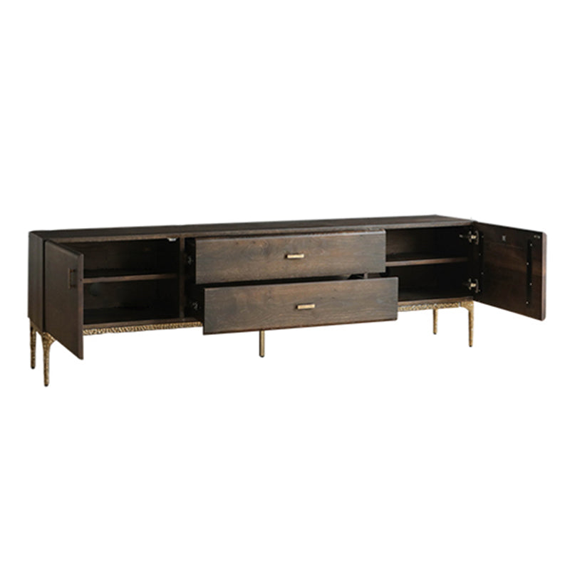 Glam Brown Media Console Wood TV Console with Metal Legs for Living Room Clearhalo 'furn' 'furn_tv_stands_entertainment_centers' 'Furniture' 'Living Room Furniture' 'TV Stands & Entertainment Centers' 'TV Stands & Media Storage Furniture' 'tv_stands_entertainment_centers' 7325354