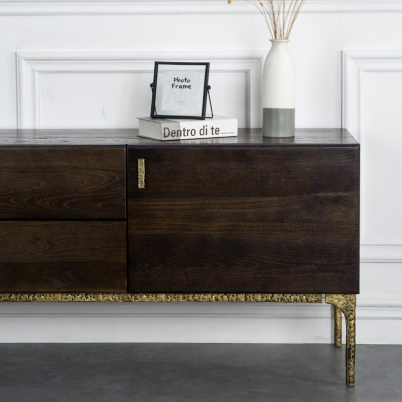Glam Brown Media Console Wood TV Console with Metal Legs for Living Room Clearhalo 'furn' 'furn_tv_stands_entertainment_centers' 'Furniture' 'Living Room Furniture' 'TV Stands & Entertainment Centers' 'TV Stands & Media Storage Furniture' 'tv_stands_entertainment_centers' 7325355