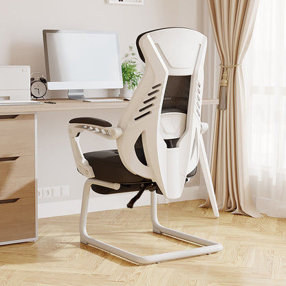 Modern Ergonomic No Wheels Arm Chair High Back Fixed Arms Office Desk 1 Piece White Clearhalo 'furn' 'furn_office_chair' 'Furniture' 'Office Chairs' 'Office Furniture' 'office_chair' 7325481