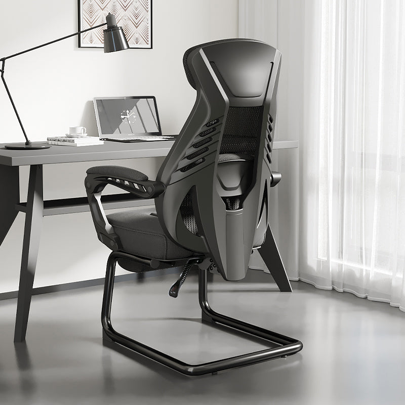 Modern Ergonomic No Wheels Arm Chair High Back Fixed Arms Office Desk 1 Piece Black Clearhalo 'furn' 'furn_office_chair' 'Furniture' 'Office Chairs' 'Office Furniture' 'office_chair' 7325484