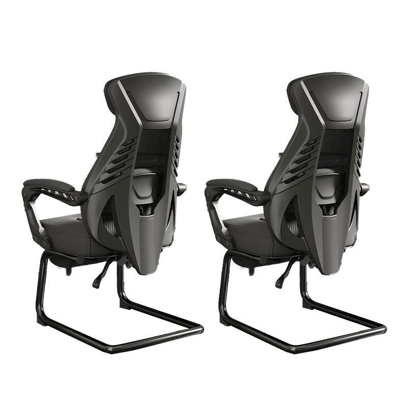 Modern Ergonomic No Wheels Arm Chair High Back Fixed Arms Office Desk 2 Piece Set Black Clearhalo 'furn' 'furn_office_chair' 'Furniture' 'Office Chairs' 'Office Furniture' 'office_chair' 7325489