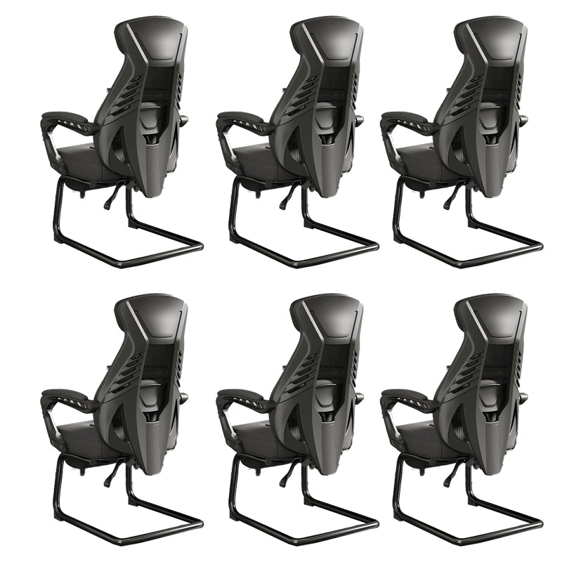 Modern Ergonomic No Wheels Arm Chair High Back Fixed Arms Office Desk 6 Piece Set Black Clearhalo 'furn' 'furn_office_chair' 'Furniture' 'Office Chairs' 'Office Furniture' 'office_chair' 7325493