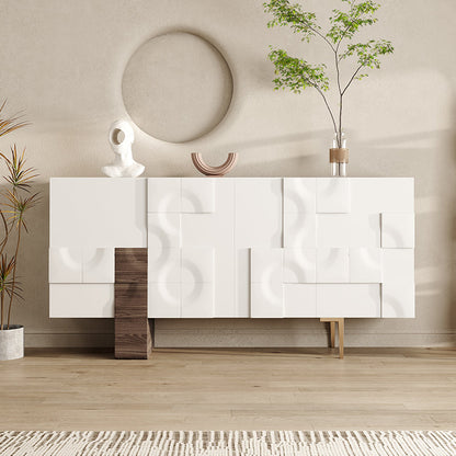 Tavolo da tavolo in legno ingegnerizzato glam con porte per sala da pranzo