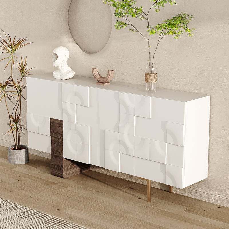 Tavolo da tavolo in legno ingegnerizzato glam con porte per sala da pranzo