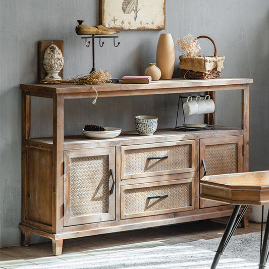 Farmhouse Brown Sideboard Solid Wood Server Tavolo per sala da pranzo