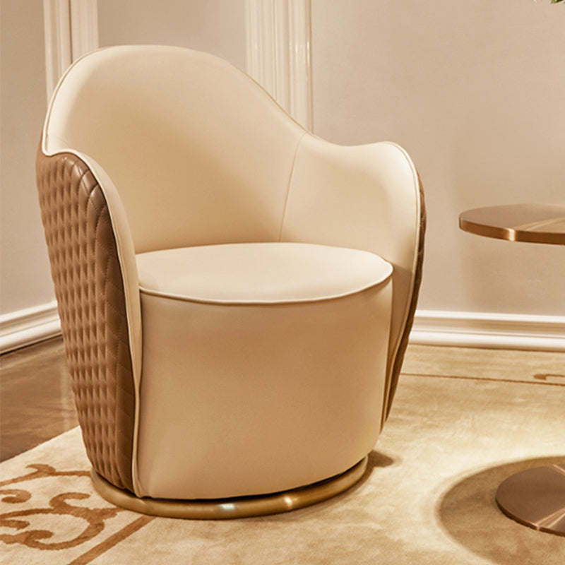 Round Base Style Side Chair Leather Lounge Chair for Living Room Clearhalo 'Accent Chairs' 'accent_chairs' 'Chairs & Seating' 'furn' 'furn_accent_chairs' 'Furniture' 'Living Room Furniture' 7325684