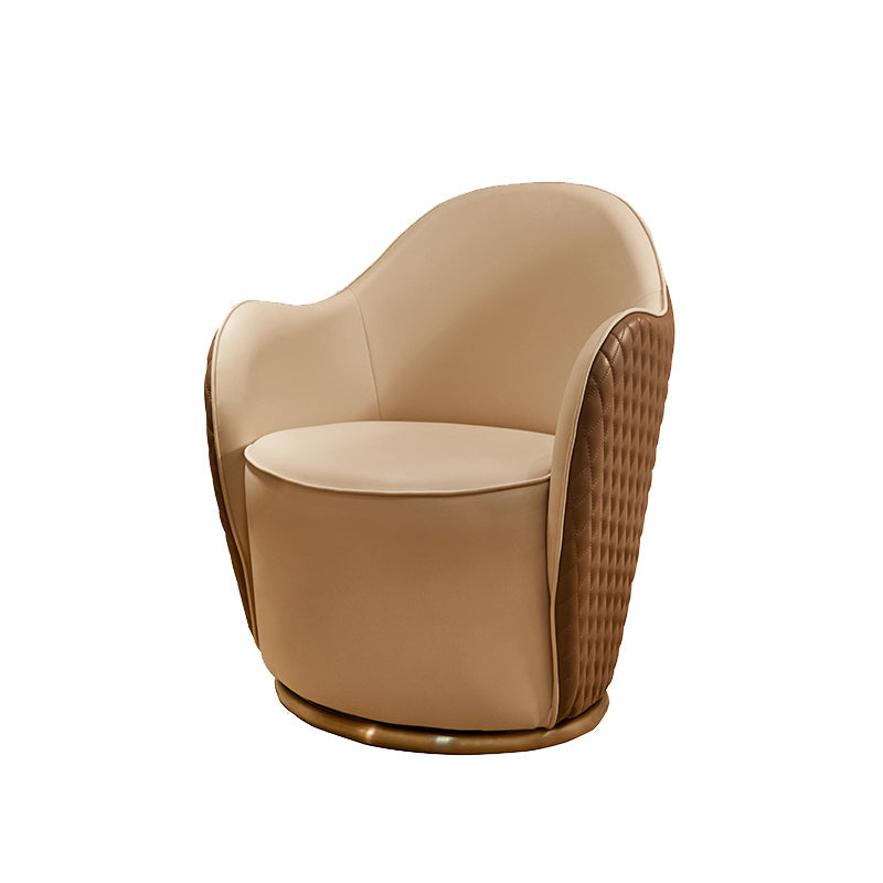 Round Base Style Side Chair Leather Lounge Chair for Living Room Coffee Microfiber Leather 1 Piece Clearhalo 'Accent Chairs' 'accent_chairs' 'Chairs & Seating' 'furn' 'furn_accent_chairs' 'Furniture' 'Living Room Furniture' 7325685