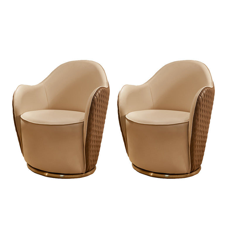 Round Base Style Side Chair Leather Lounge Chair for Living Room Coffee Microfiber Leather 2 Piece Set Clearhalo 'Accent Chairs' 'accent_chairs' 'Chairs & Seating' 'furn' 'furn_accent_chairs' 'Furniture' 'Living Room Furniture' 7325686