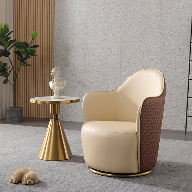 Round Base Style Side Chair Leather Lounge Chair for Living Room Clearhalo 'Accent Chairs' 'accent_chairs' 'Chairs & Seating' 'furn' 'furn_accent_chairs' 'Furniture' 'Living Room Furniture' 7325687