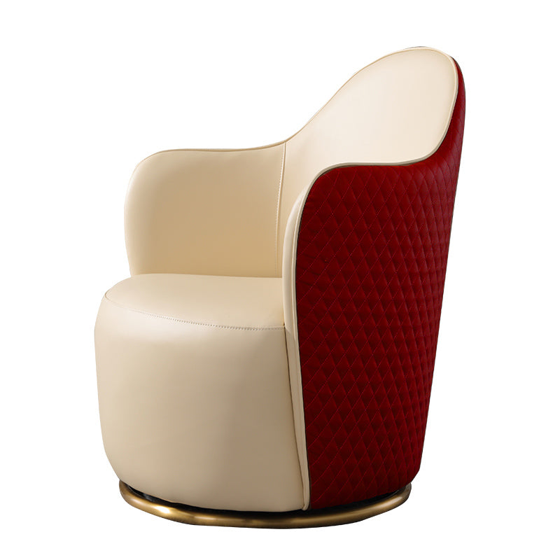 Round Base Style Side Chair Leather Lounge Chair for Living Room Red Microfiber Leather 1 Piece Clearhalo 'Accent Chairs' 'accent_chairs' 'Chairs & Seating' 'furn' 'furn_accent_chairs' 'Furniture' 'Living Room Furniture' 7325688