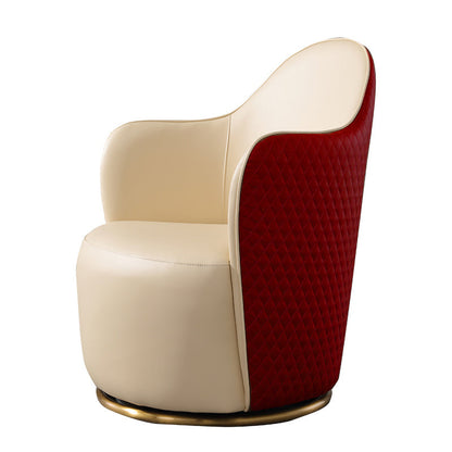Round Base Style Side Chair Leather Lounge Chair for Living Room Red Microfiber Leather 1 Piece Clearhalo 'Accent Chairs' 'accent_chairs' 'Chairs & Seating' 'furn' 'furn_accent_chairs' 'Furniture' 'Living Room Furniture' 7325688