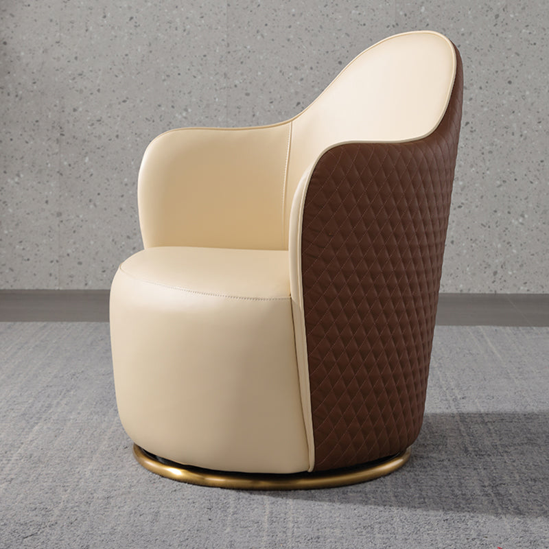 Round Base Style Side Chair Leather Lounge Chair for Living Room Clearhalo 'Accent Chairs' 'accent_chairs' 'Chairs & Seating' 'furn' 'furn_accent_chairs' 'Furniture' 'Living Room Furniture' 7325689