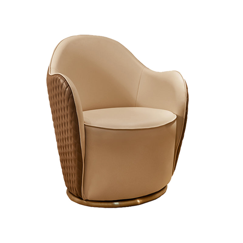 Round Base Style Side Chair Leather Lounge Chair for Living Room Clearhalo 'Accent Chairs' 'accent_chairs' 'Chairs & Seating' 'furn' 'furn_accent_chairs' 'Furniture' 'Living Room Furniture' 7325692