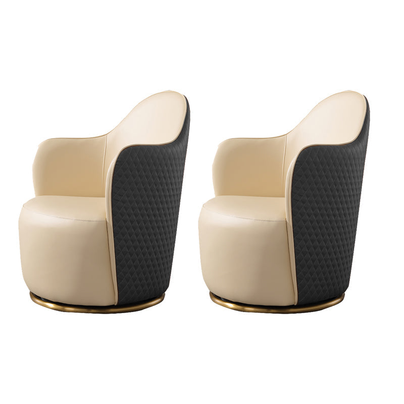 Round Base Style Side Chair Leather Lounge Chair for Living Room Grey Microfiber Leather 2 Piece Set Clearhalo 'Accent Chairs' 'accent_chairs' 'Chairs & Seating' 'furn' 'furn_accent_chairs' 'Furniture' 'Living Room Furniture' 7325694