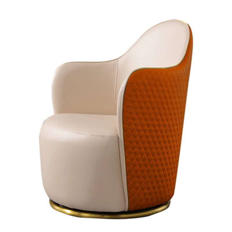 Round Base Style Side Chair Leather Lounge Chair for Living Room Orange Microfiber Leather 1 Piece Clearhalo 'Accent Chairs' 'accent_chairs' 'Chairs & Seating' 'furn' 'furn_accent_chairs' 'Furniture' 'Living Room Furniture' 7325701