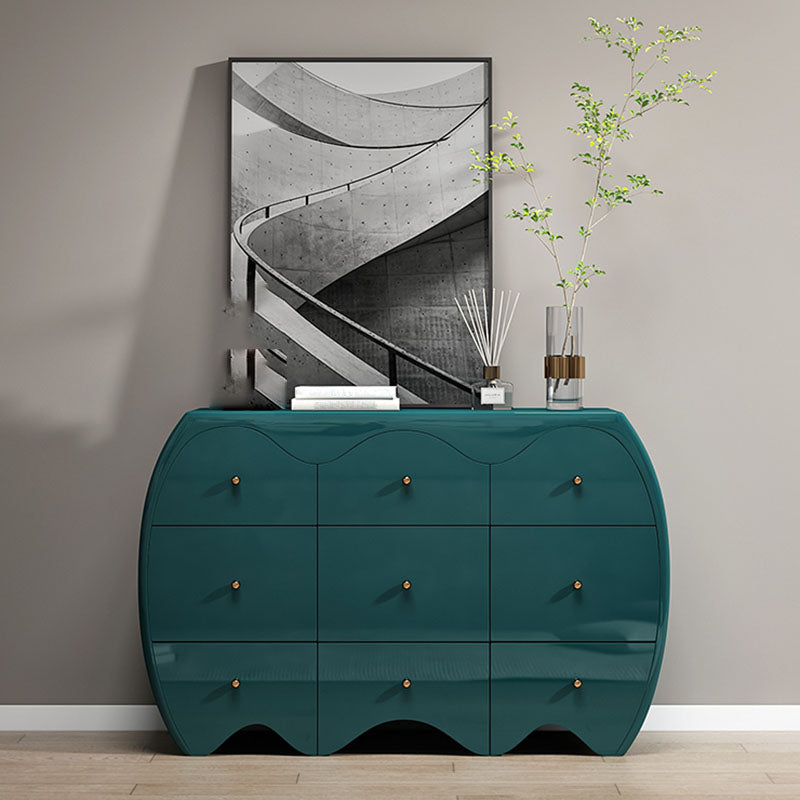 Contemporary Horizontal Double Dresser Wood Storage Dresser with 9 Drawers for Home 47"L x 16"W x 35"H Green Clearhalo 'Bedroom Furniture' 'Dressers & Chests' 'dressers_chests' 'furn' 'furn_dressers_chests' 'Furniture' 7325750
