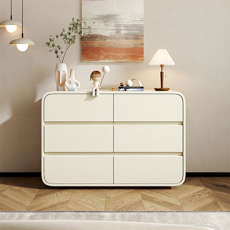 Modernismo horizontal tocador doble de 6 cajones tocador de almacenamiento de madera para casa