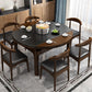 Mesa de comedor de cocina contemporánea, mesa de comedor extensible de madera maciza con 4 patas