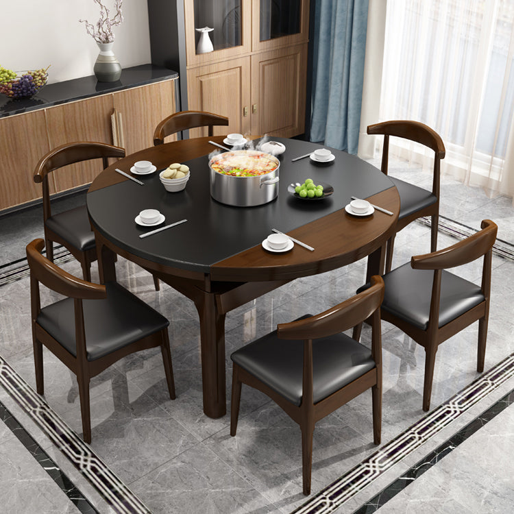 Mesa de comedor de cocina contemporánea, mesa de comedor extensible de madera maciza con 4 patas