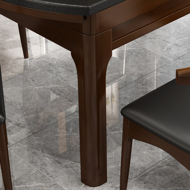 Mesa de comedor de cocina contemporánea, mesa de comedor extensible de madera maciza con 4 patas