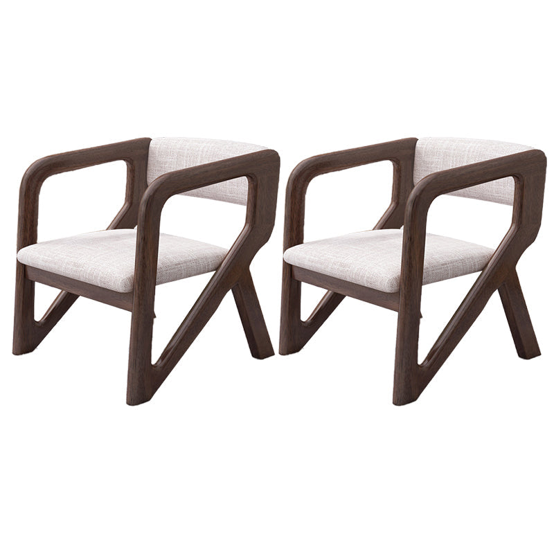 Open Back Arm Chairs Solid Wood Dining Chairs for Dining Room Grey 2 Piece Set Walnut Clearhalo 'Dining Chairs' 'Dining Tables & Seating' 'dining_chair' 'furn' 'furn_dining_chair' 'Furniture' 'Kitchen & Dining Furniture' 7327016
