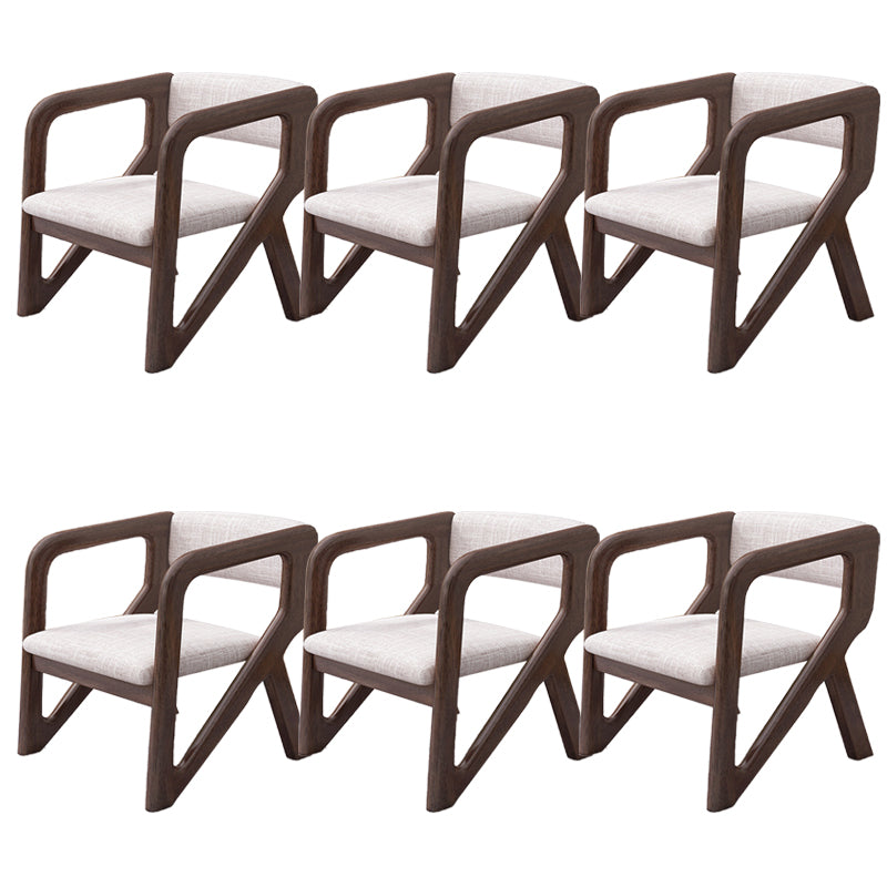 Open Back Arm Chairs Solid Wood Dining Chairs for Dining Room Grey 6 Piece Set Walnut Clearhalo 'Dining Chairs' 'Dining Tables & Seating' 'dining_chair' 'furn' 'furn_dining_chair' 'Furniture' 'Kitchen & Dining Furniture' 7327019