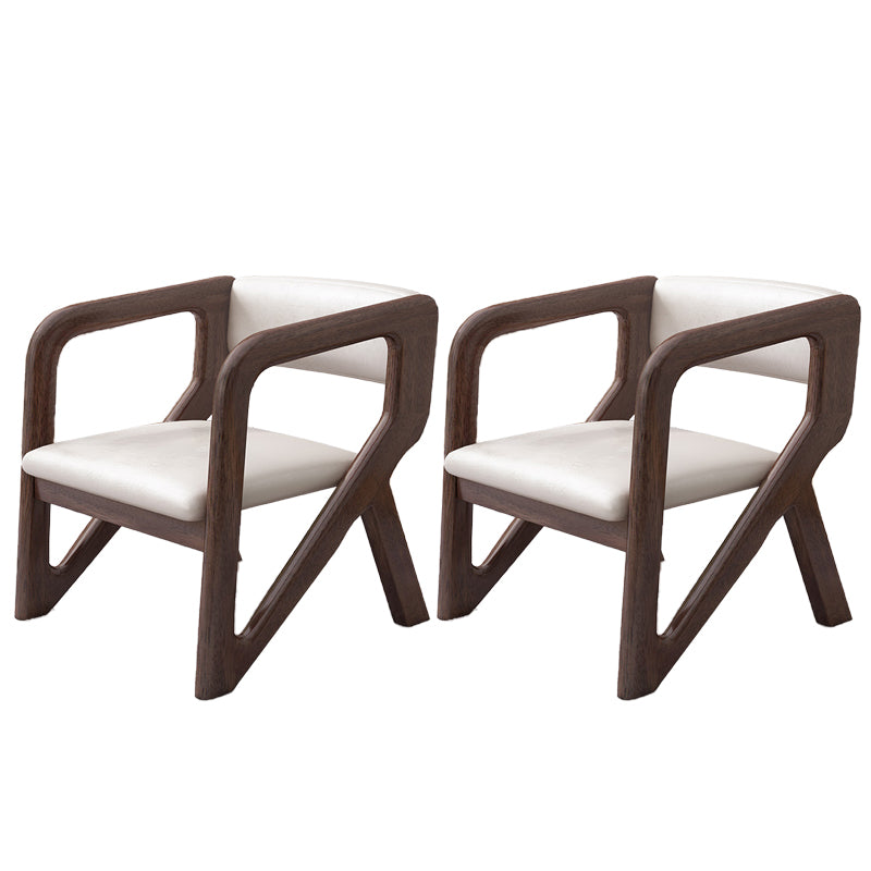 Open Back Arm Chairs Solid Wood Dining Chairs for Dining Room Off-White 2 Piece Set Walnut Clearhalo 'Dining Chairs' 'Dining Tables & Seating' 'dining_chair' 'furn' 'furn_dining_chair' 'Furniture' 'Kitchen & Dining Furniture' 7327033